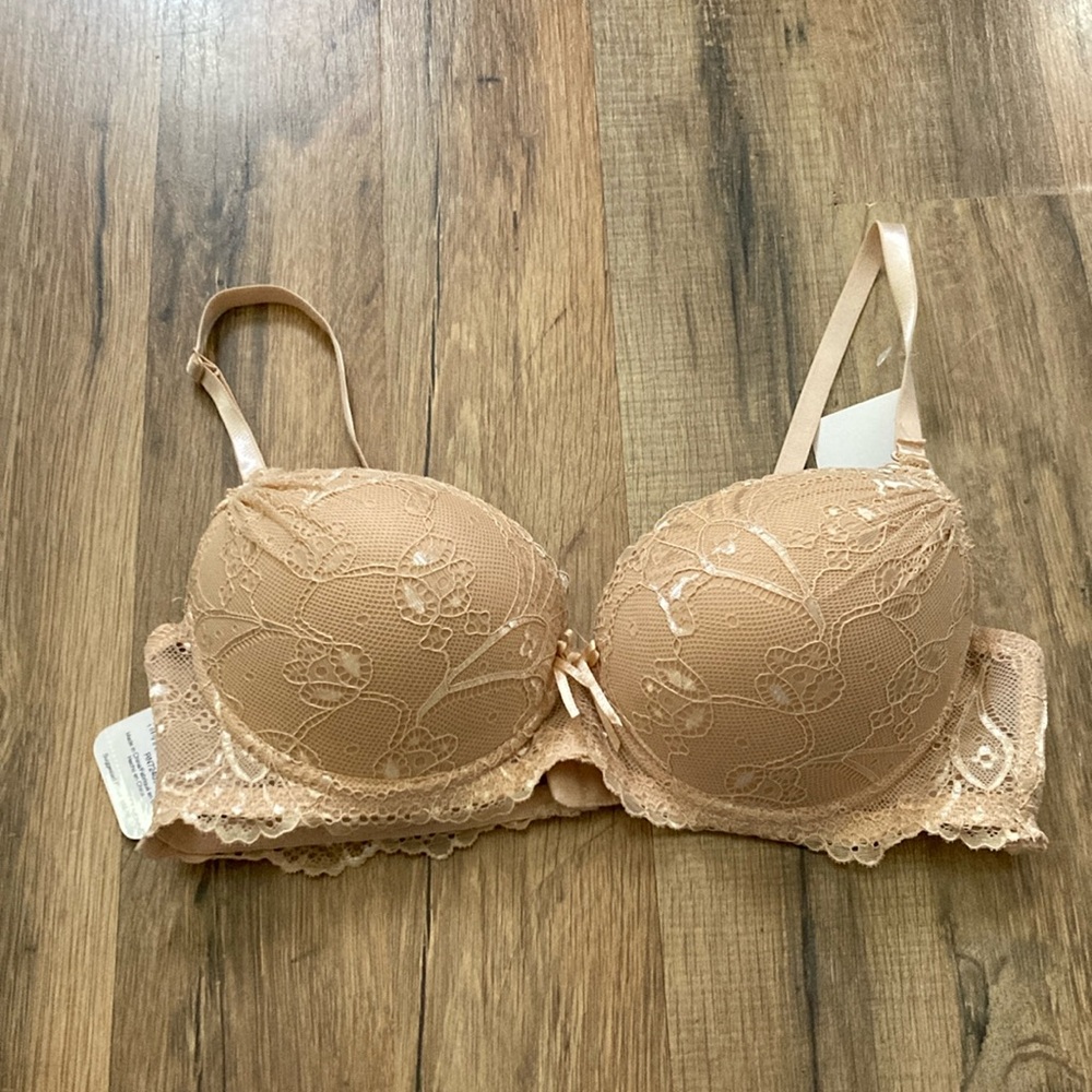 Rene Rofe‎ Bra 36C Extreme Push Up Nude Lace